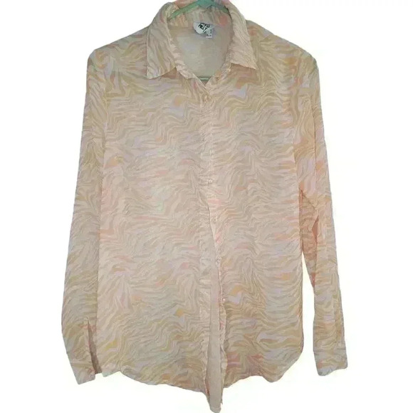 Princess Polly Womens Top Size 2 Sheer Orange Zebra Print Button Retro - Picture 1 of 14